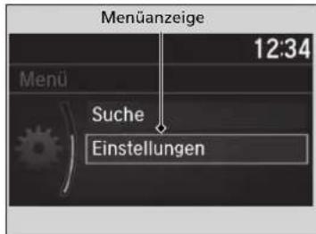 Menüanzeige 12:34 Menü Suche Einstellungen
