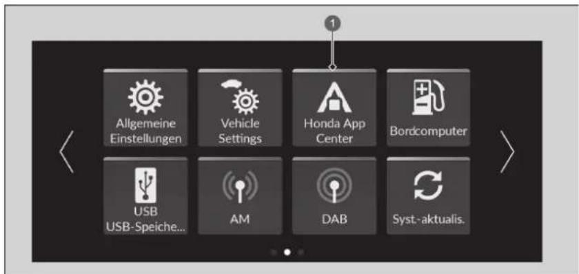 Allgemeine Einstellungen Vehicle Settings Honda App Center Bordcomputer USB USB-Speiche... AM DAB Syst.-aktualis.