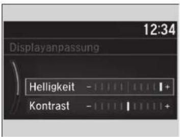 12:34 Displayanpassung Helligkeit - | | | | | | | | | + Kontrast - | | | | | | | | +