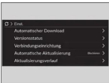 Einst. Automatischer Download > Versionsstatus > Verbindungseinrichtung > Automatische Aktualisierung Blocktime > Aktualisierungsverlauf >