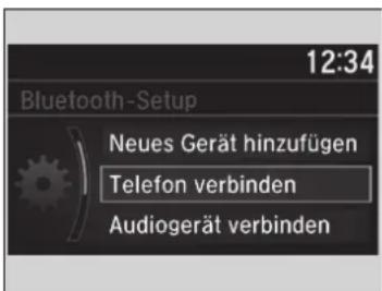 12:34 Bluetooth-Setup Neues Gerät hinzufügen Telefon verbinden Audiogerät verbinden