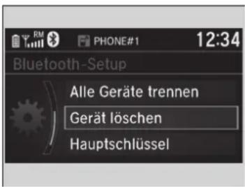 Bluetooth-Setup Alle Geräte trennen Gerät löschen Hauptschlüssel