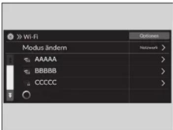 > Wi-Fi Modus ändern AAAAA BBBBB CCCCC Optionen Netzwerk >