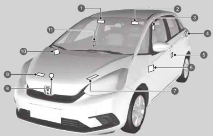 Honda Jazz e:HEV (2021) - Anordnung der Aufkleber - 1