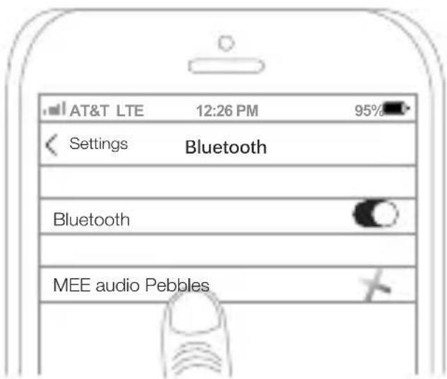 AT&T LTE 12:26 PM 95% Settings Bluetooth Bluetooth MEE audio Pebbles