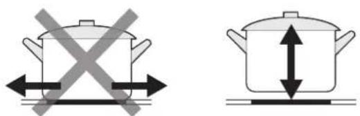 Diagram showing two cooking pots with opposing pressure arrows, indicating heating or cooling conditions.