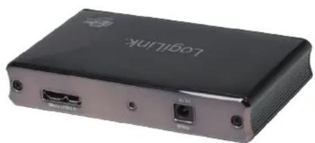 Exterior view of a black LOGI LINK device with ports and connectors (no visible text or symbols beyond branding)