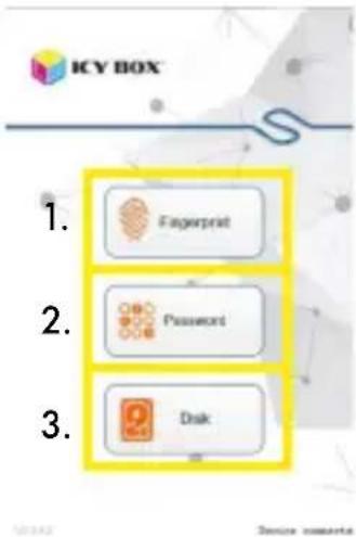 ICY BOX 1. Fingerprint 2. Password 3. Disk