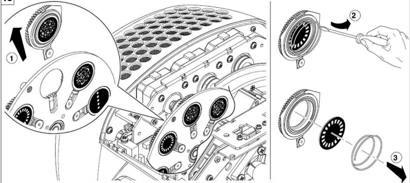 Technical diagram illustrating mechanical assembly steps with labeled components and directional arrows