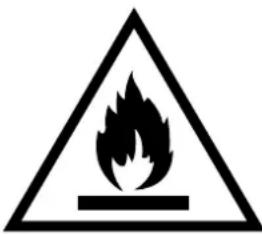 Warning sign depicting a flame symbol in a triangle, commonly used to indicate hazard or caution.