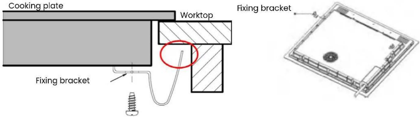 Cooking plate Worktop Fixing bracket Fixing bracket
