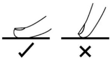 Diagram showing two hand-drawn checkmark and cross symbols on a line, likely indicating correct and incorrect states.