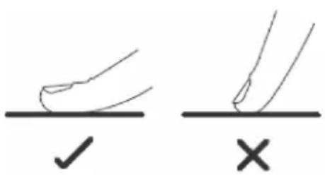 Diagram showing two hand-drawn checkmark and cross symbols on a line, likely indicating correct and incorrect states.