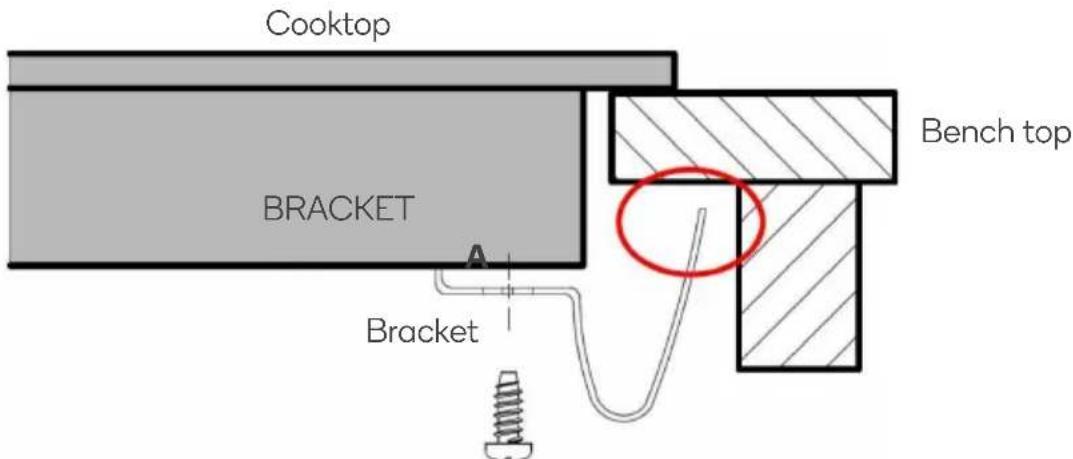 Cooktop BRACKET A Bracket Bench top