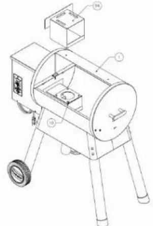 Technical diagram of a portable stove or gas stove with numbered components labeled 1, 2, 3, and 4.