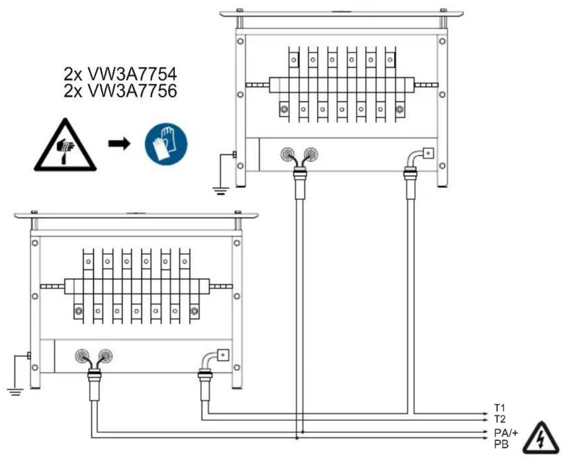 2x VW3A7754 2x VW3A7756 T1 T2 PA/+ PB
