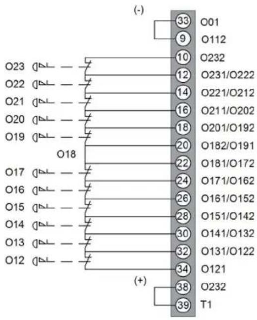 (-) O01 O112 O232 O231/O222 O221/O212 O211/O202 O201/O192 O182/O191 O181/O172 O171/O162 O161/O152 O151/O142 O141/O132 O131/O122 O121 O232 T1 O23 O22 O21 O20 O19 O18 O17 O16 O15 O14 O13 O12 (+)