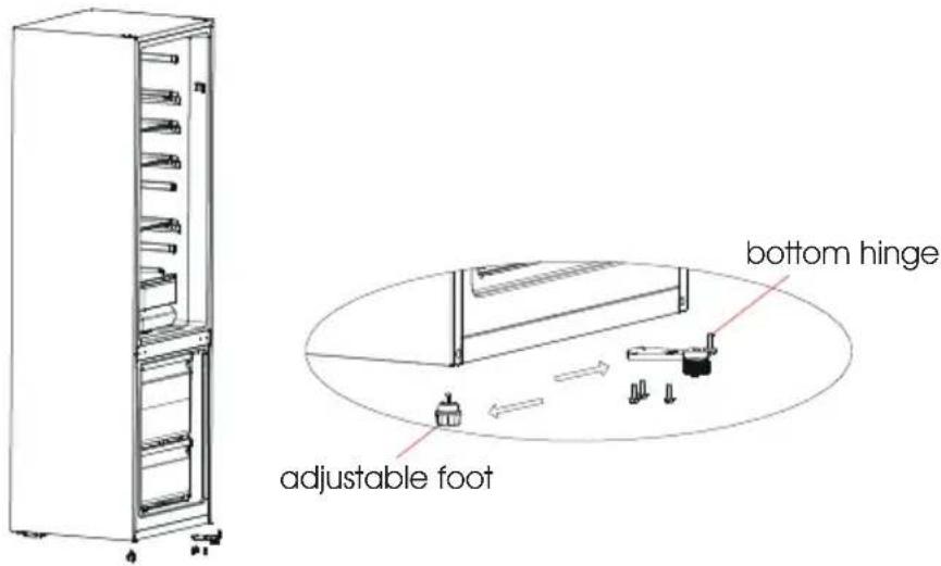 bottom hinge adjustable foot