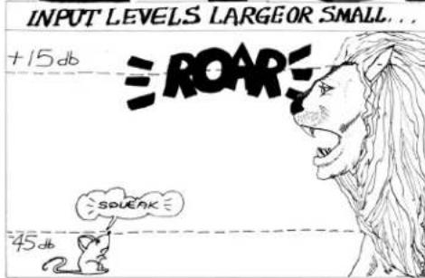 INPUT LEVELS LARGE OR SMALL... +15 db =ROAR= -45 db SPEAK