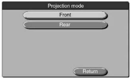 Projection mode Front Rear Return