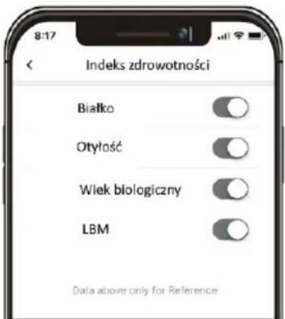 8:17 Indeks zdrowotności Białko Otyłość Wiek biologiczny LBM Data above only for Reference