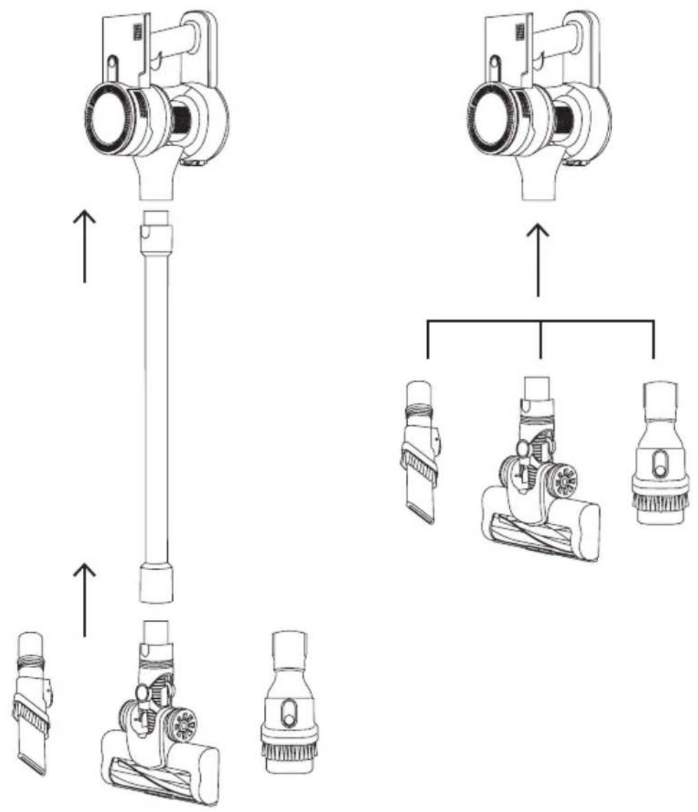 Technical diagram showing mechanical assembly with labeled parts and directional arrows indicating assembly steps.