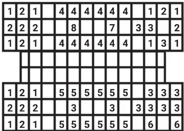 1 2 1 | 4 4 4 4 4 4 | 1 2 1 2 2 2 | 8 | 7 | 3 3 | 2 1 2 1 | 4 4 4 4 4 4 | 1 3 1 | | | 1 2 1 | 5 5 5 5 5 5 | 3 3 3 2 2 2 | 3 | 3 | 3 3 3 1 2 1 | 5 5 5 5 5 5 | 6 | 6