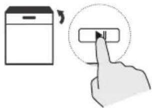 Diagram showing a device icon and a hand interacting with a button, indicating a touch function or interaction.