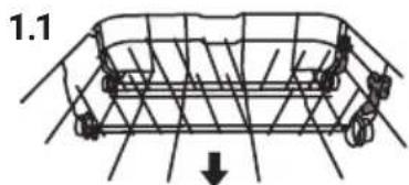 KKT Kolbe DW4505ED - Folding back the rack shelves in the lower basket - 1