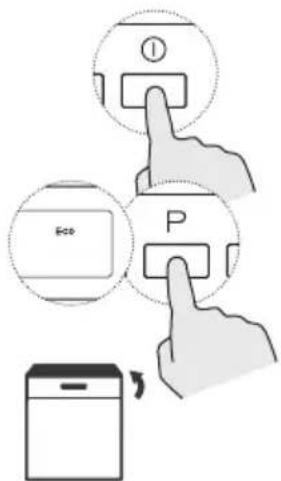 Diagram illustrating finger pressing and locking of a device, showing 'Eco' and 'P' labels with hand gestures.