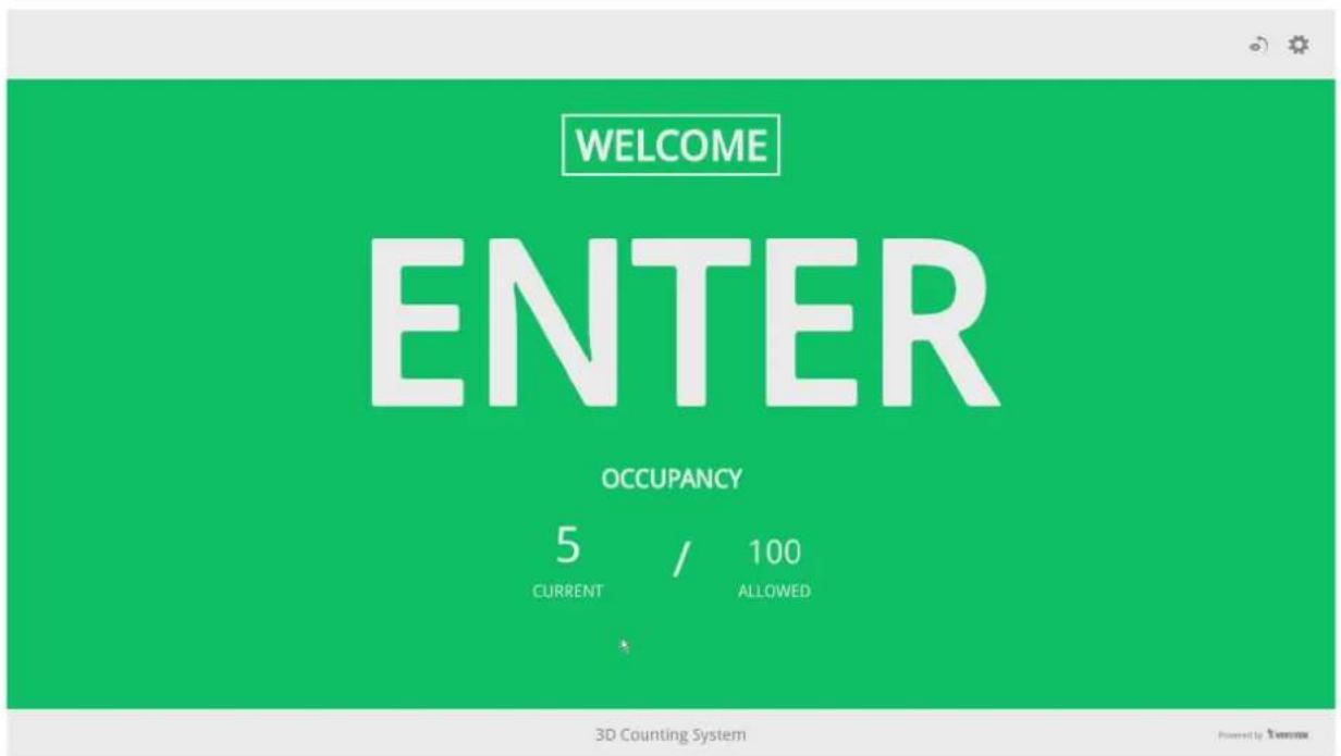 WELCOME ENTER OCCUPANCY 5 / 100 CURRENT ALLOWED 3D Counting System