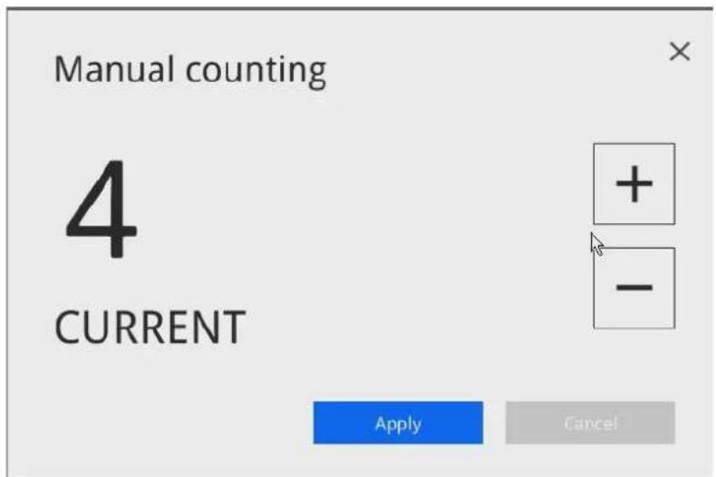 Manual counting 4 CURRENT + - Apply Cancel