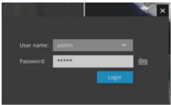 User name: admin Password: ***** Login