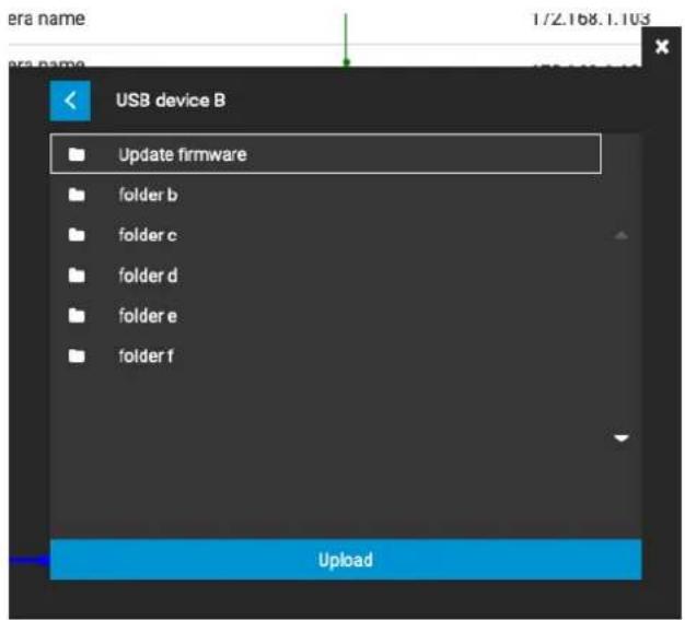 USB device B Update firmware folder b folder c folder d folder e folder f Upload