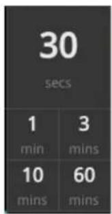 30 secs 1 3 min mins 10 60 mins mins