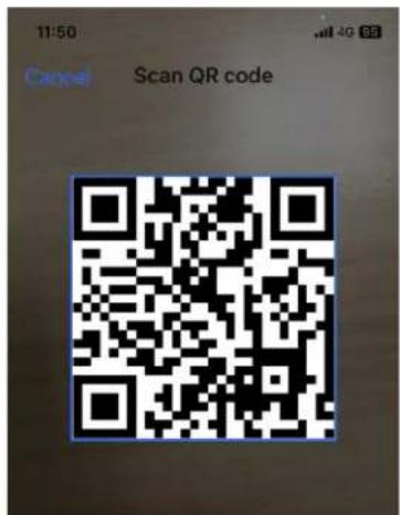 11:50 Cancel Scan QR code