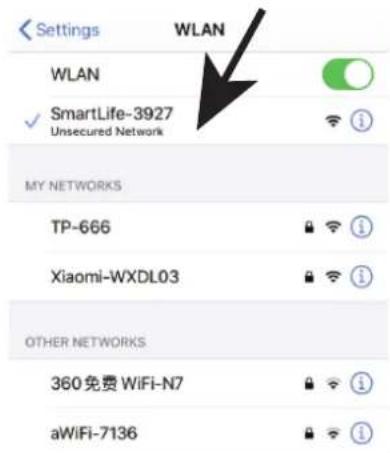 Settings WLAN WLAN ✓ SmartLife-3927 Unsecured Network MY NETWORKS TP-666 Xiaomi-WXDL03 OTHER NETWORKS 360免费 WIFI-N7 aWiFi-7136
