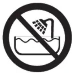 Prohibition sign showing a shower in a basin with diagonal line indicating no prohibition