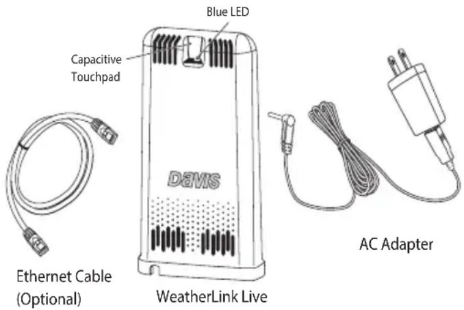 Blue LED Capacitive Touchpad Ethernet Cable (Optional) DEVIS WeatherLink Live AC Adapter