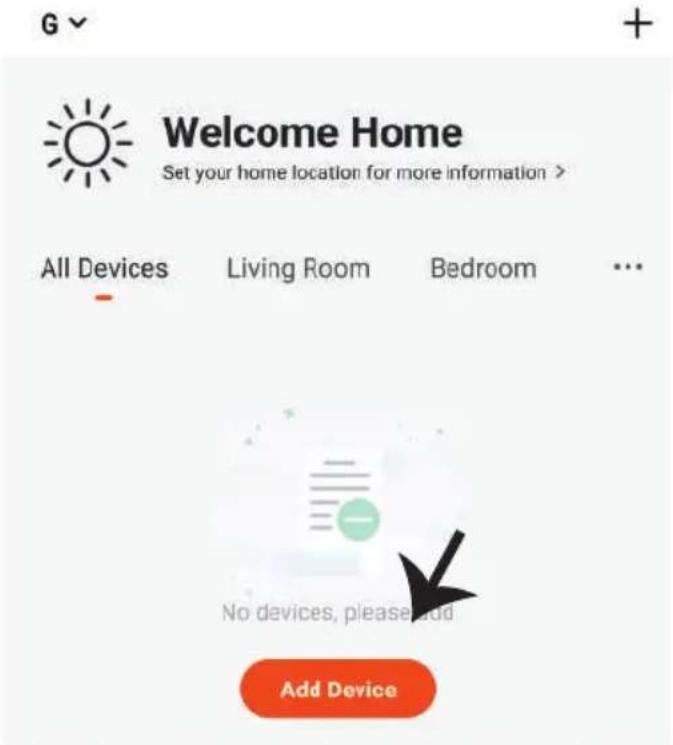 G Welcome Home Set your home location for more information > All Devices Living Room Bedroom ... No devices, please add Add Device