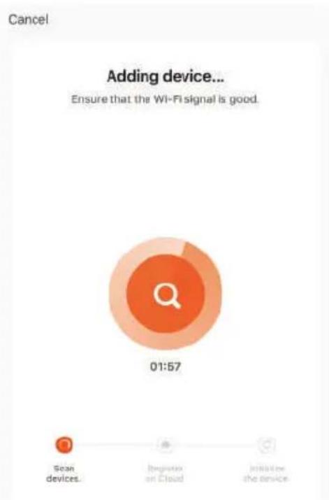 Cancel Adding device... Ensure that the Wi-Fi signal is good. 01:57 Scan devices... Regustax on Cloud Initiative the device.