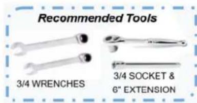 Recommended Tools 3/4 WRENCHES 3/4 SOCKET & 6" EXTENSION