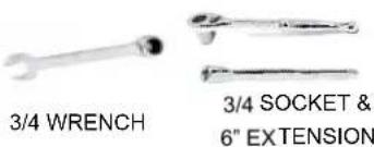 3/4 WRENCH 3/4 SOCKET & 6" EXTENSION