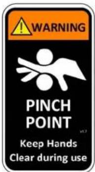 WARNING PINCH POINT Keep Hands Clear during use