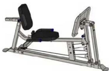 3D rendering of a stationary exercise machine with adjustable legs and front-mounted arms (no text or symbols visible)