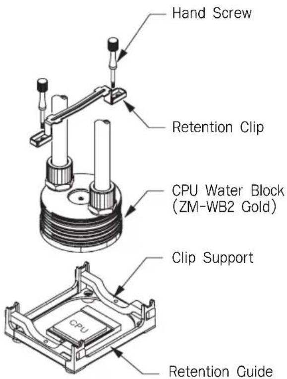 Hand Screw Retention Clip CPU Water Block (ZM-WB2 Gold) Clip Support CPU Retention Guide