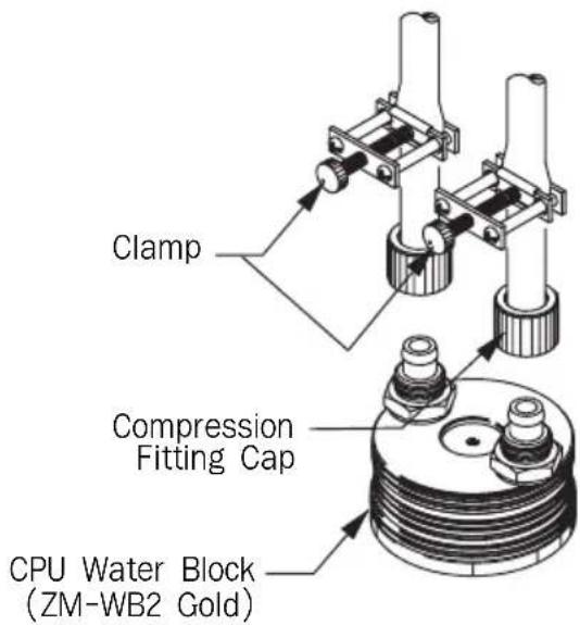 Clamp Compression Fitting Cap CPU Water Block (ZM-WB2 Gold)