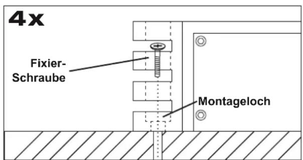 4x Fixier- Schraube Montageloch