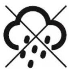 Simple black-and-white diagram of a cloud with raindrops crossed out by two intersecting lines (no text or symbols)
