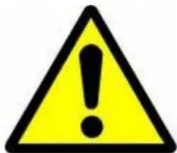 Yellow triangular warning sign with black exclamation mark symbol